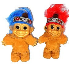 10B A Duo of Vintage Russ Thanksgiving Native American Indian Troll