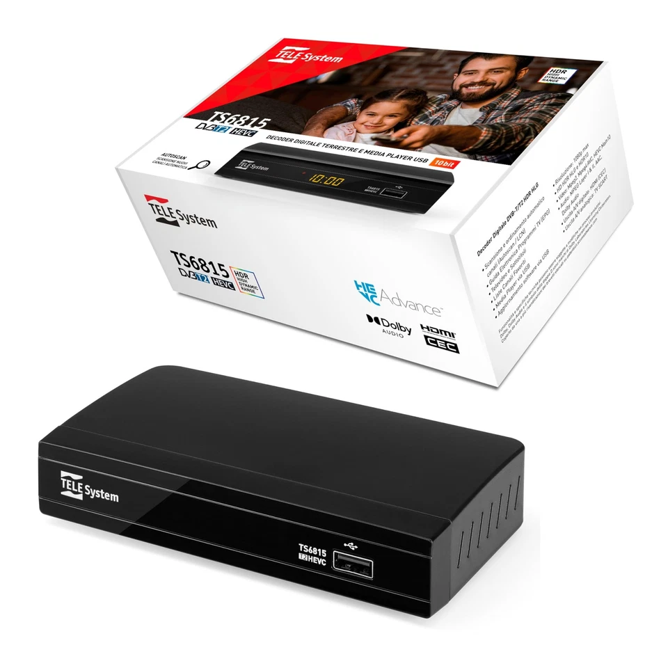 Tele System Decoder Digitale Terrestre TS6815/02 DVB T2 HEVC 10 bit Tecnologia - Immagine 4 di 4