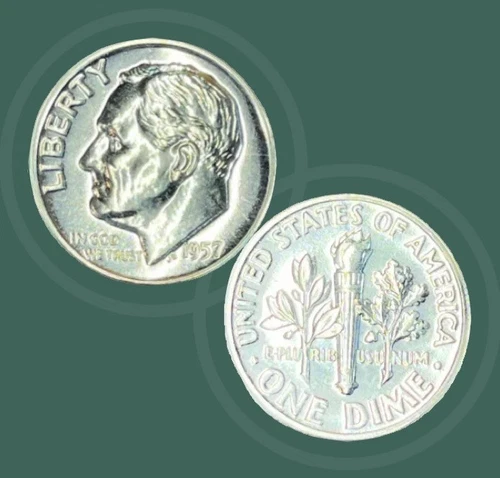 1957 P ROOSEVELT DIME 90% SILVER UNC Mint Set, As prestine as it gets.