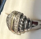 Vintage Sterling, 18k Gold Diamond Ring Signed RKC 925 18k