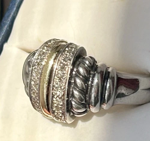 Vintage Sterling, 18k Gold Diamond Ring Signed RKC 925 18k