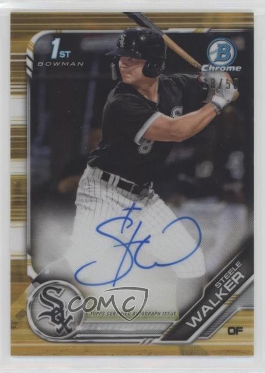 2019 Bowman Chrome Prospect Gold Refractor 18/50 Steele Walker #CPA-SW Auto nr2