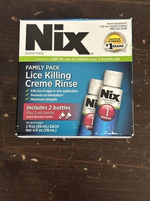 SM Nix Lice Killing Creme Rinse Family 2 Pack 4oz. Exp 5/2026
