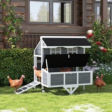 43" Chicken Coop with Wheels Mobile Chicken House with Nesting Box and Windows