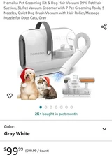 Homeika Pet Grooming Kit & Dog Hair Vacuum 99% Pet Hair Suction,7 Grooming Tools