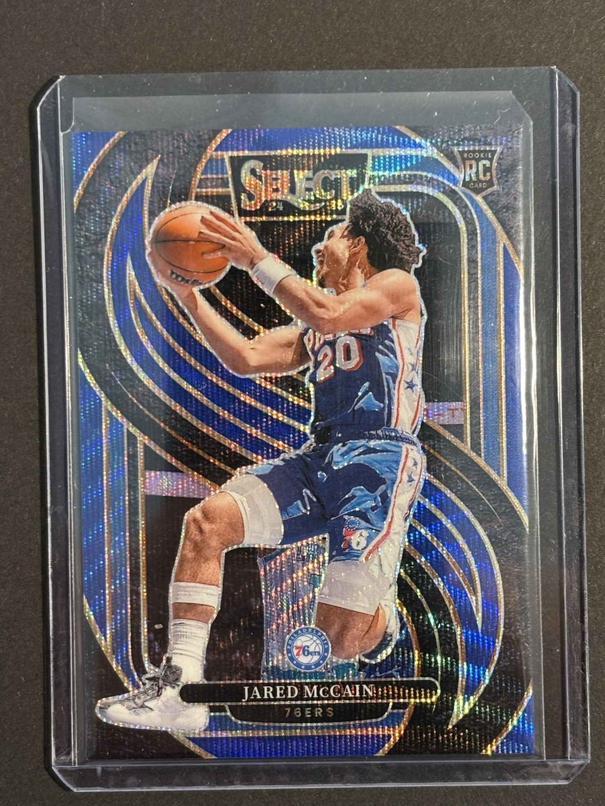 Jared McCain 2024-25 Select Blue Wave /75 Prizm Premier RC #184 76ers Thunder 🔥