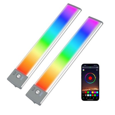 Wall Lights, 10'' Under Cabinet Lighting with Music Sync, 2200mAh Rechargeable...