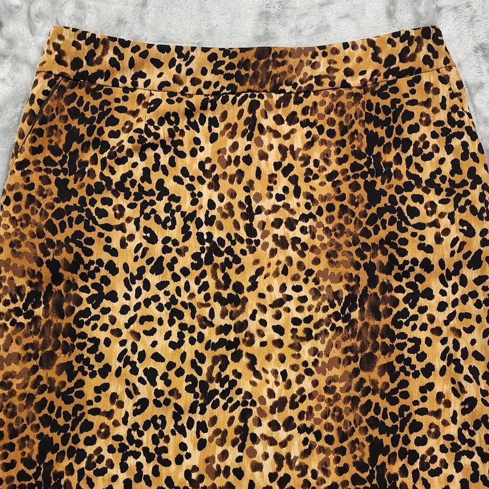 Falda Adrienne Vittadini para mujer 10 color negro tostado estampado animal lápiz cremallera trasera abertura Foto 3 de 4