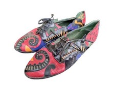 Vintage Funky BEVERLY FELDMANN LEATHER Flats Size 38 5 7, Unique Quirky Women