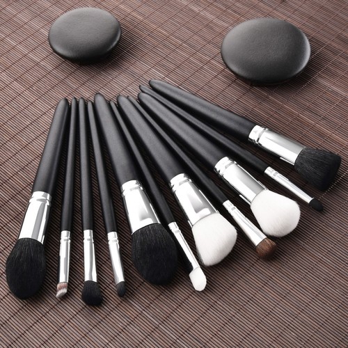 11 Pcs Goat Hair Makeup Brush Set Wooden Handle For Face Powder Blush Eyes - Picture 3 of 8