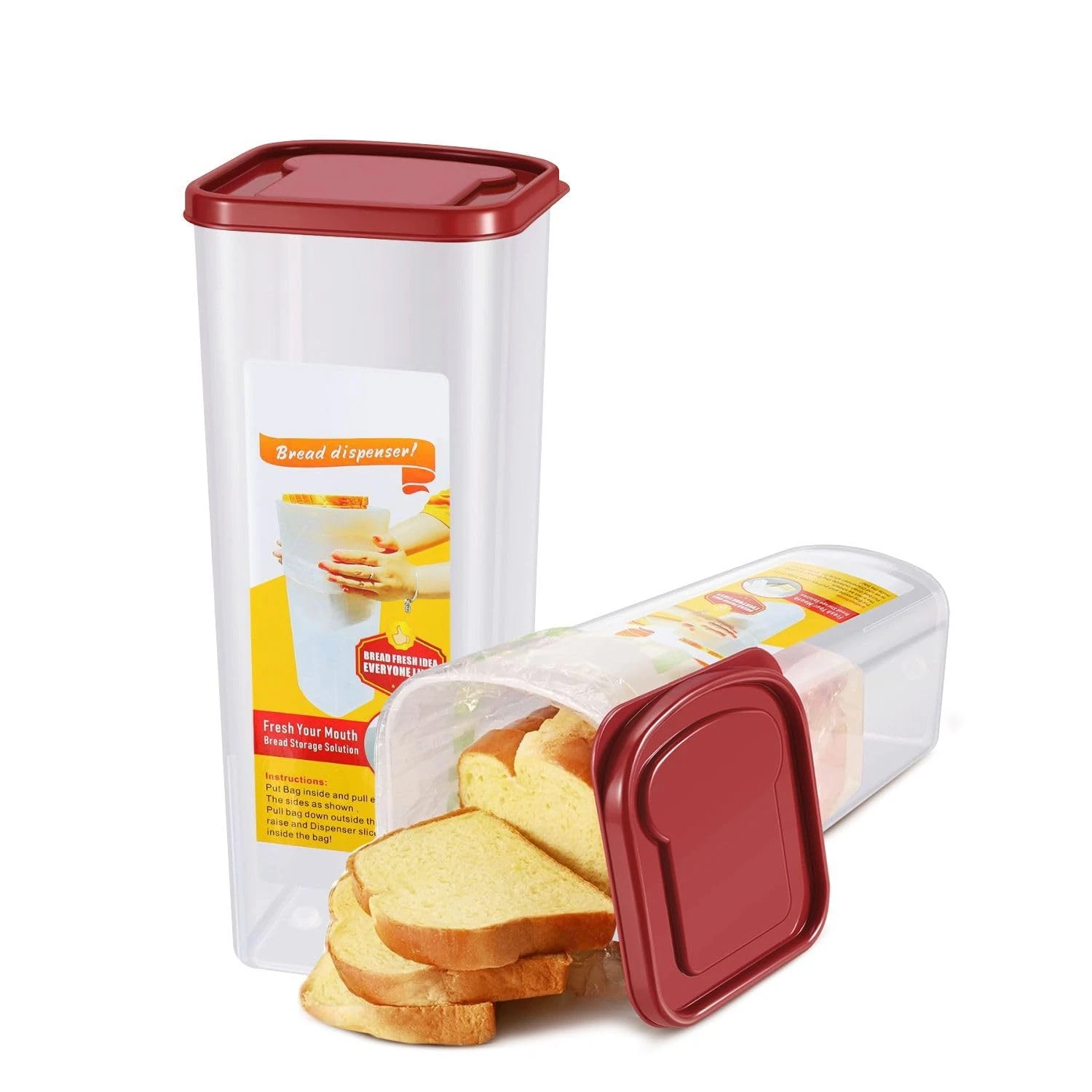 2 Pack Bread Containers Storage Airtight Loaf - Clear Bread for Kitchen Count...