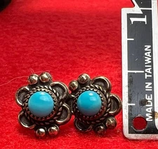 Wheeler Manufacturing Company Sterling Silver Turquoise Earrings Stainless Post
