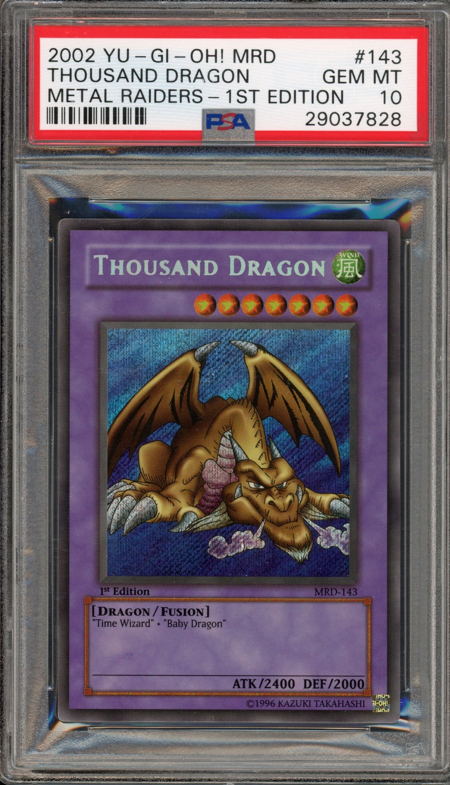 Yu-Gi-Oh! Thousand Dragon Metal Raiders 1st Edition Secret Rare MRD-143 PSA 10