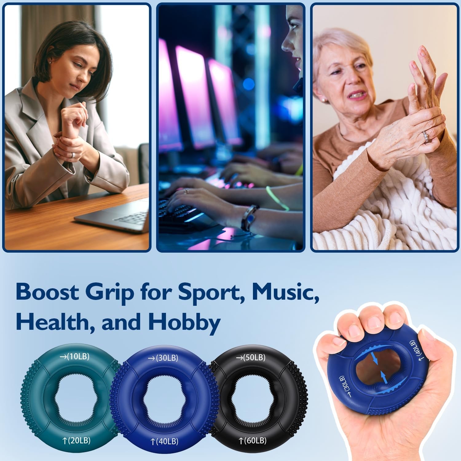 FitBeast Grip Strength Trainer, Finger Exerciser, Forearm Strengthener 9-Piec...