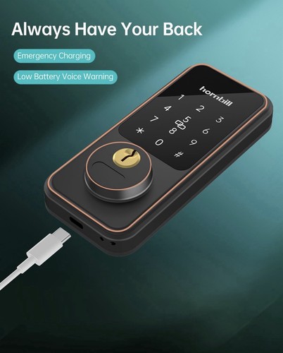 ✅ Hornbill Serratura Porta Ingresso Senza Chiave con Maniglia Smart Serratura Porta Anteriore Strofinata ad Olio - Foto 6 di 9