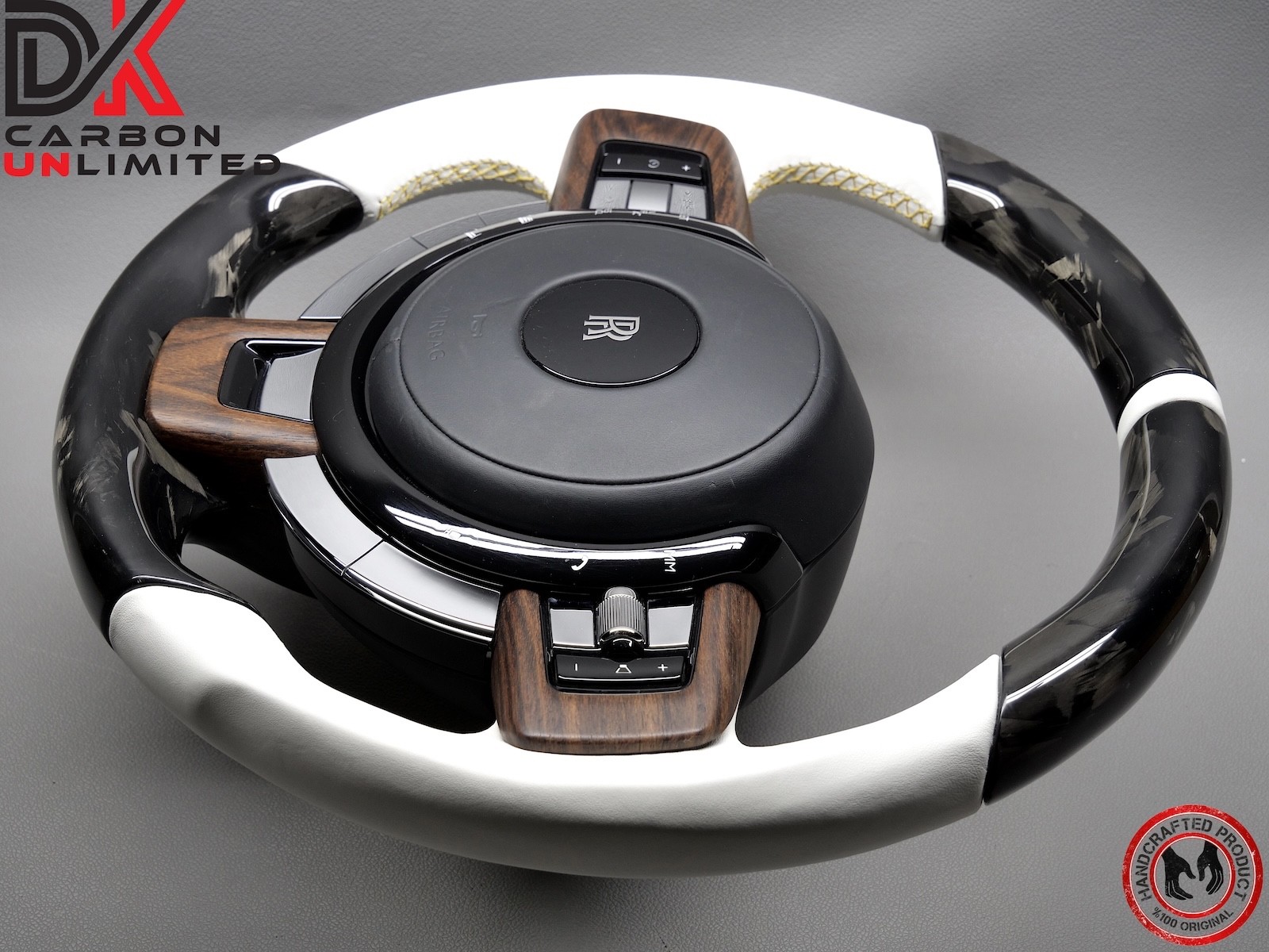 Rolls Royce Cullinan Forge Yellow Arctic White Forged Carbon Steering Wheel