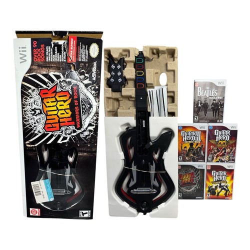 Guitar Hero Warriors of Rock Gitarre Bundle Lot komplett CIB mit Box Nintendo Wii