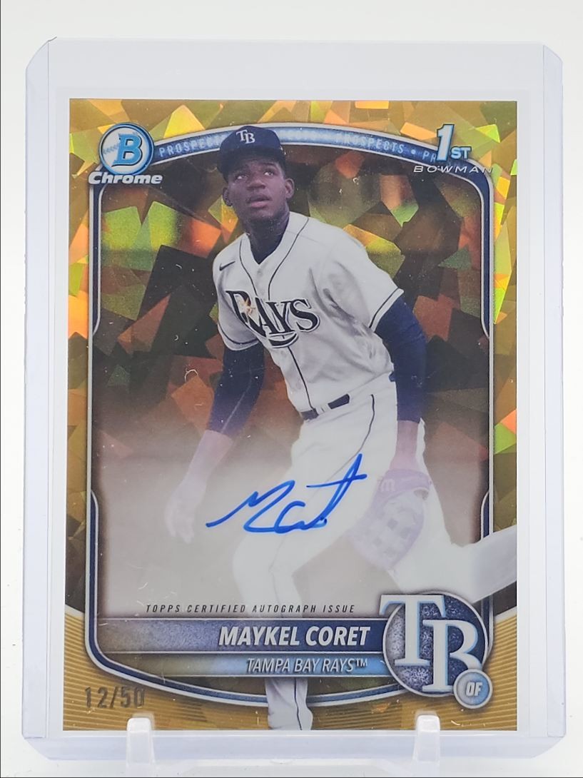 MAYKEL CORET 2025 BOWMAN CHROME 1ST SAPPHIRE GOLD RAYS AUTO /50 Q2682