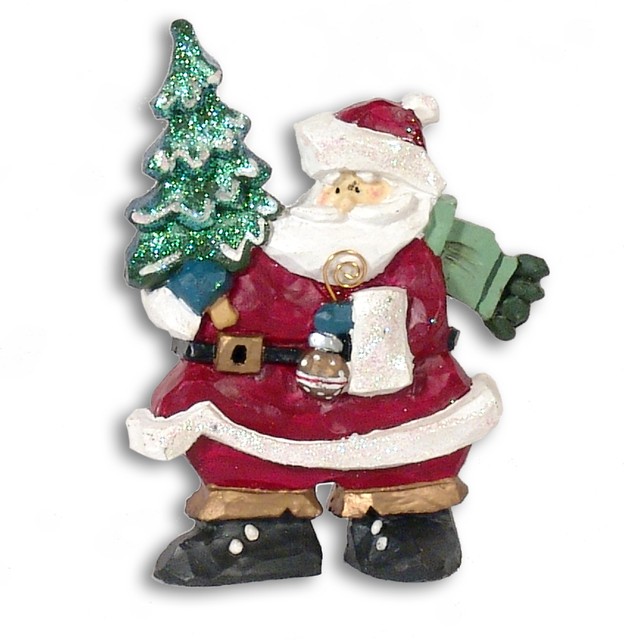 Resin Santa Clause & Christmas Tree Figurine / Ornament HAND PAINTED NIB eBay