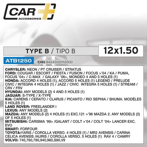 Sumex Anti Theft Locking Wheel Bolts Nuts + Key Set to fit Kia Picanto (12x1.50) eBay