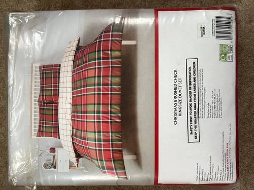 New Christmas Duvet Cover Set King Size Brushed Cotton Red Green Reversible - Picture 8 of 16