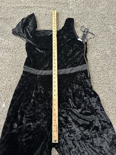 XOXO Womens One Shoulder Black Velour One Piece Jump Suit Size XL Side Zip - Picture 16 of 23