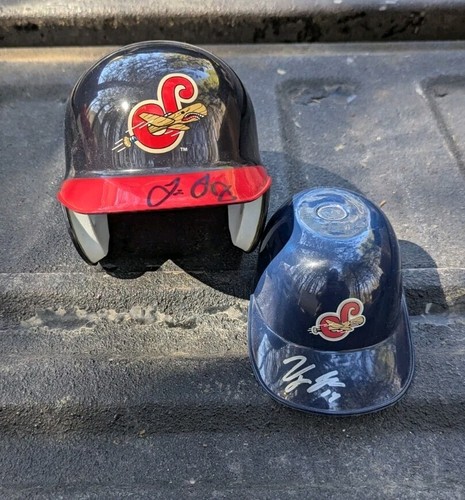 Syracuse Skychiefs Autographed Mini Helmet Signed Baseball Game Memorabilia (2)