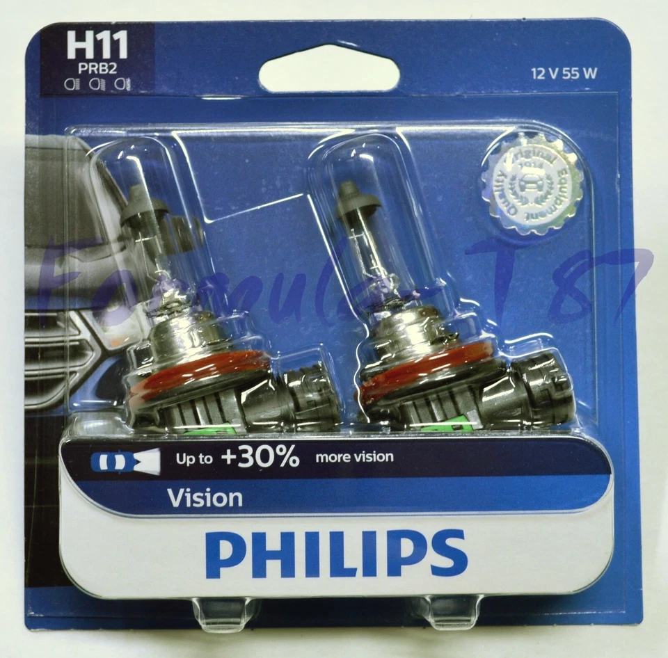 Philips VIsion 30% H11 55W Two Bulbs Head Light Low Beam Replacement Upgrade EO - Image 2 of 4