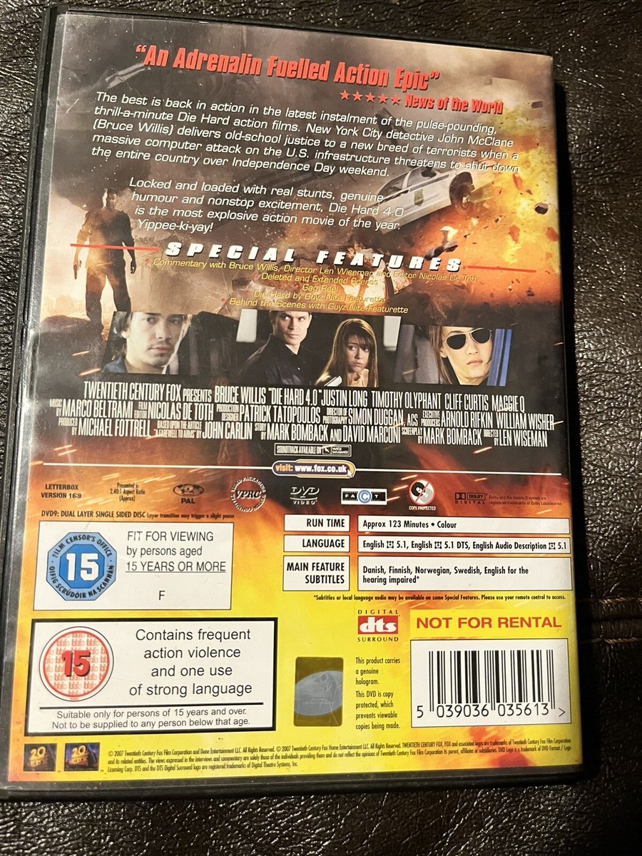 Die Hard 4 0 (Aka Live Free or Die Hard) D26 5039036036283| eBay