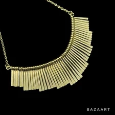 Statement Necklace - Gold plated Brass Tassels Necklace