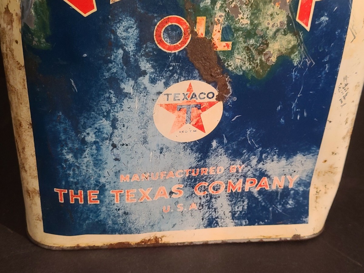 ANTIQUE TEXACO VALOR MOTOR OIL 2 Gallon TIN LITHO CAN TEXAS GAS