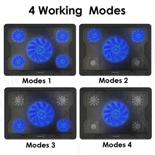 Adjustable Height Laptop Notebook Cooling Pad 5 Fans LED Fit 7"-17" Stand USB OZ - Picture 3 of 12