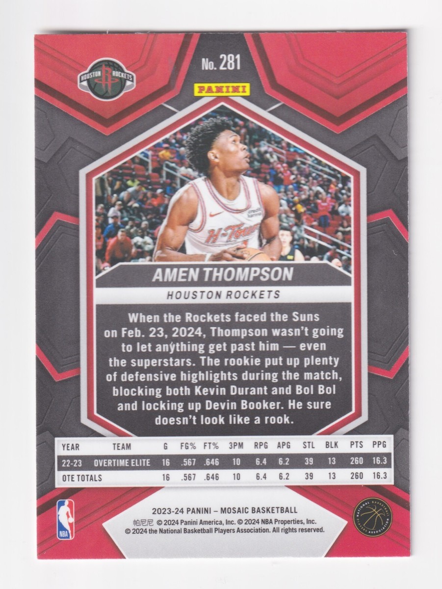 NBAカード　アメントンプソン 2023-24 Panini Mosaic Amen Thompson Introductions | eBay