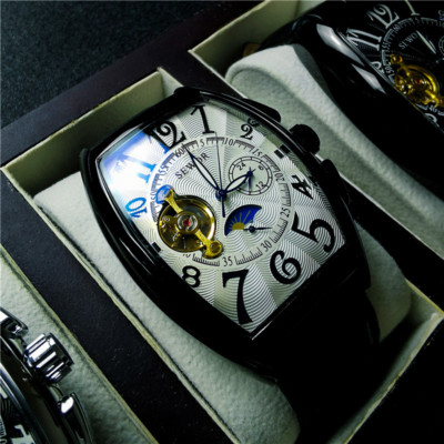 Men's Stylish Waterproof Auto-Mechanical Barrel Tourbillon Luminous Watch