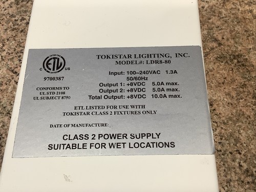 TOKISTAR LIGHTING Class2 Power Supply Mod.LDR8-80 120-240VAC output 8VDC - Picture 2 of 4