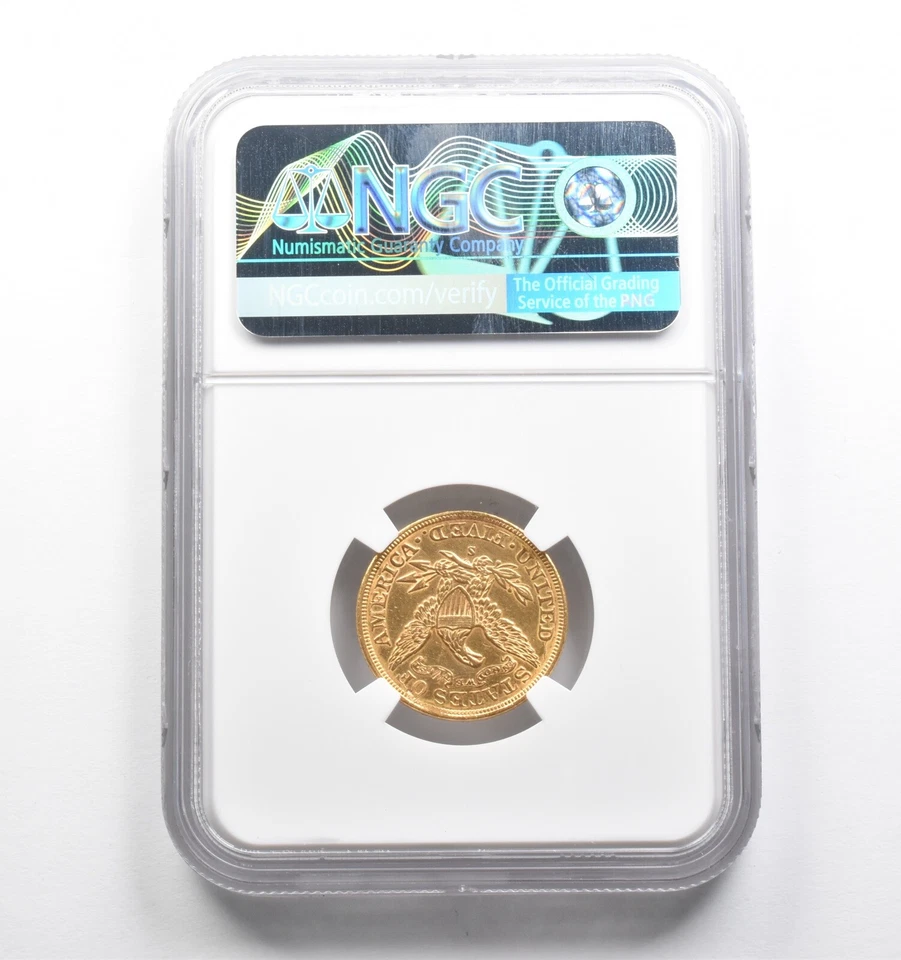 AU Det 1903-S $5 Liberty Head Gold Half Eagle Minor Curved Clip @5:30 NGC *4692 - Image 2 of 3