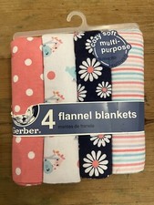 Gerber Flannel Receiving Swaddle Blanket Baby Girl Dots Animals Floral Stripes 4