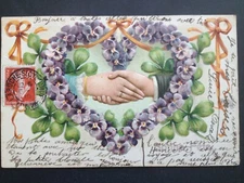 Stunning ANTIQUE POSTCARD Fancy Embossed EMBOSSED POSTCARD Hands Hands