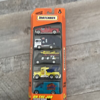 Matchbox Car 5 Pack Gift Set 1998 #36811 ON THE JOB Vintage Tow &amp; Garbage Truck