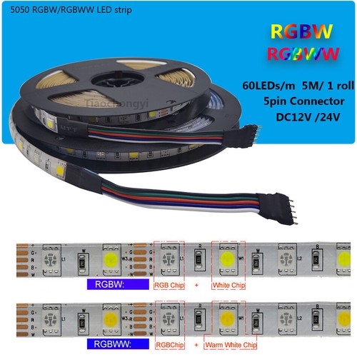 DC12V 24V 5050 RGBW(RGB+White) LED light strip RGBWW 60LEDs/m Flexible LED Tape - Picture 3 of 11