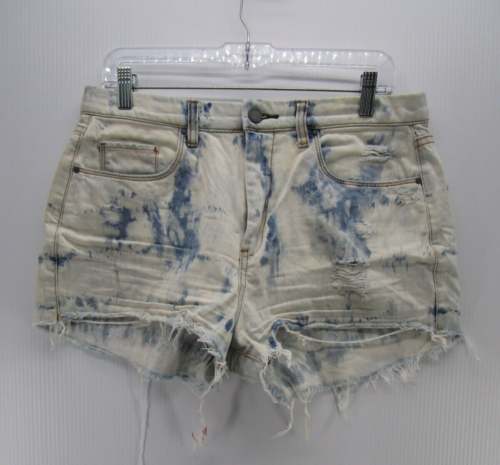 Blanknyc Shorts Women 30 Blue Wedge Cut-Off Frayed High Rise Grunge Acid Wash - Picture 1 of 10