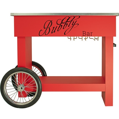 Champagne & Wine Bar Cart with Wheels Galvanized Tub Steel Glass Rack and Handle - Picture 43 of 60