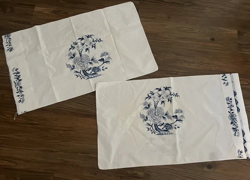 Set of 2!  Ralph Lauren Porcelain Rosette Tamarind Chinoiserie Pillow Cases EC!