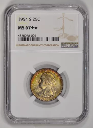 1954-S Washington Quarter – NGC MS 67+* Plus Star – Great Registry 25¢ Coin