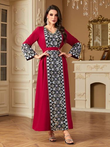 Ramadan Dubai Muslim Women Embroidery Maxi Dress Kaftan Turkey Islamic Caftan - Picture 7 of 22