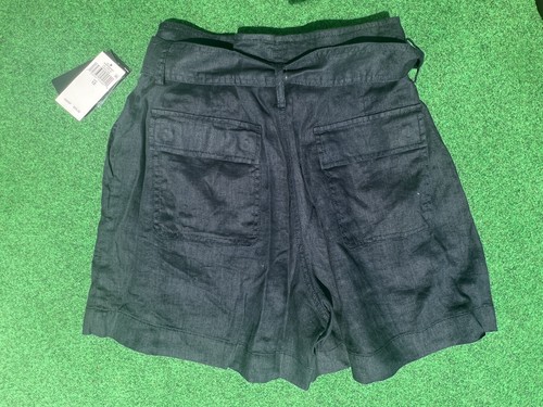 Polo Ralph Lauren Paperbag Belted Hi Rise Linen Shorts Navy Blue Women Sz 12 $99 - Picture 3 of 7