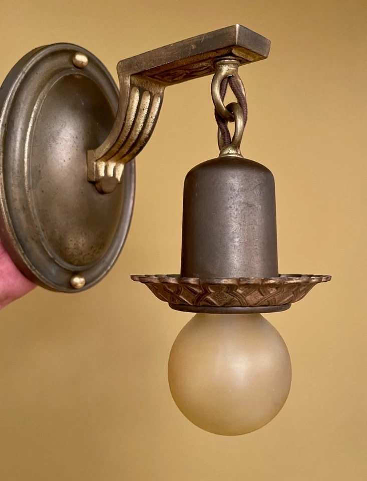 Juego de sartenes vintage Light 1920 DOS lámparas de araña DOS apliques. ¡RESTAURADO! Foto 4 de 4