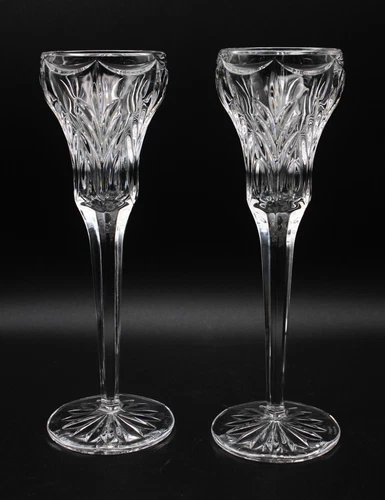 Vintage 1990's Marquise By Waterford Canterbury Crystal Candle Holders Set Of 2