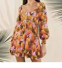 Farm Rio Lilac Mango Macaws Mini Dress- Size Small- NWT