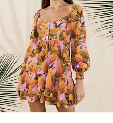 Farm Rio Lilac Mango Macaws Mini Dress- Size Small- NWT | eBay